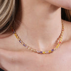 Mondsee 18k Gold Filled Oval Multi-Colored Cubic Zirconia Necklace | 18k Gold Filled Jewelry