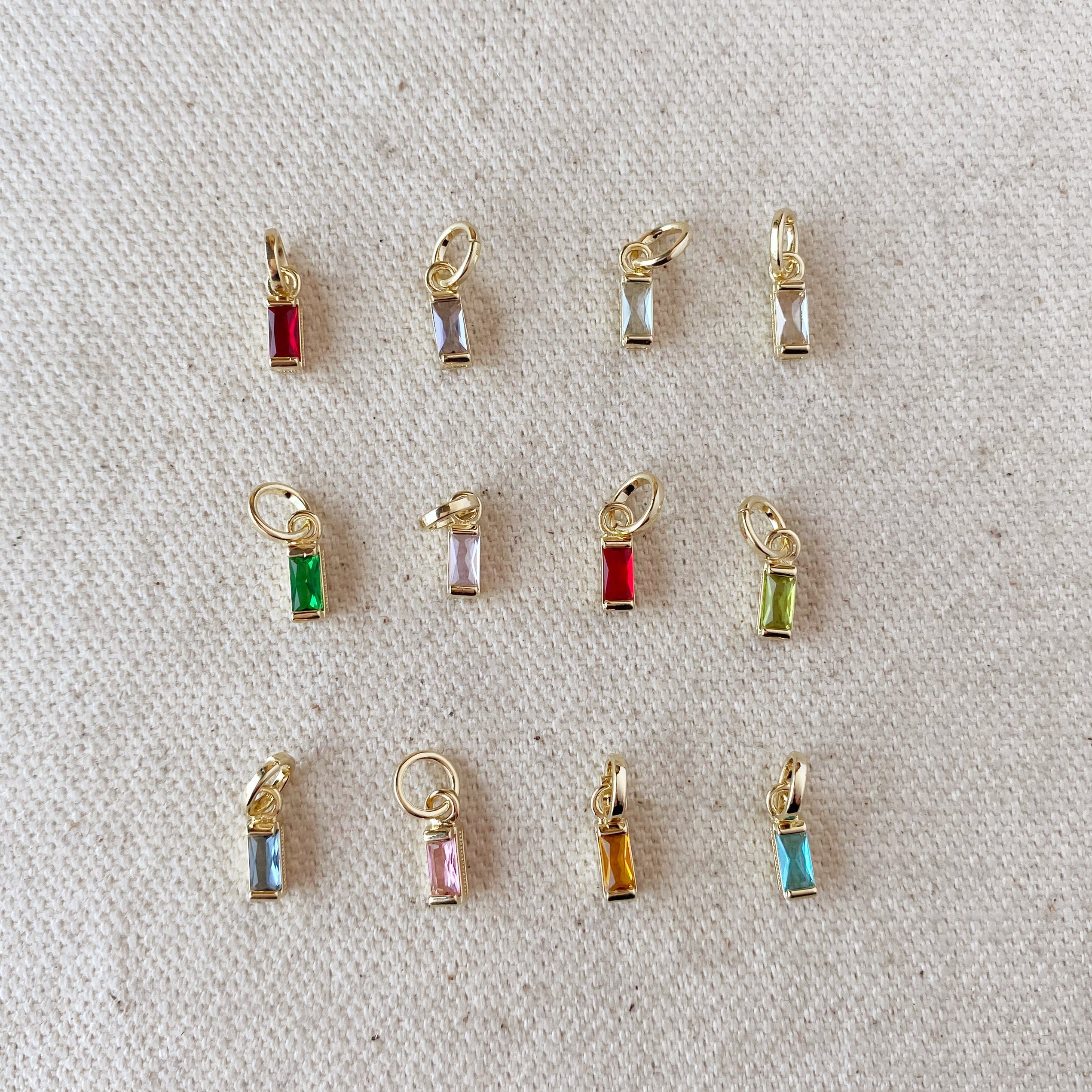 Mondsee 18k Gold Filled Baguette Birthstone Charm | 18k Gold Filled Jewelry