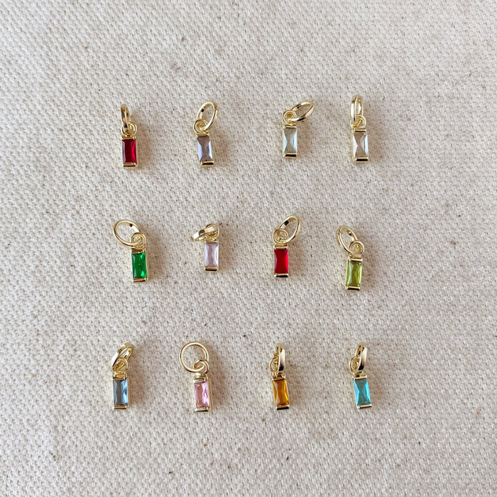 Mondsee 18k Gold Filled Baguette Birthstone Charm | 18k Gold Filled Jewelry