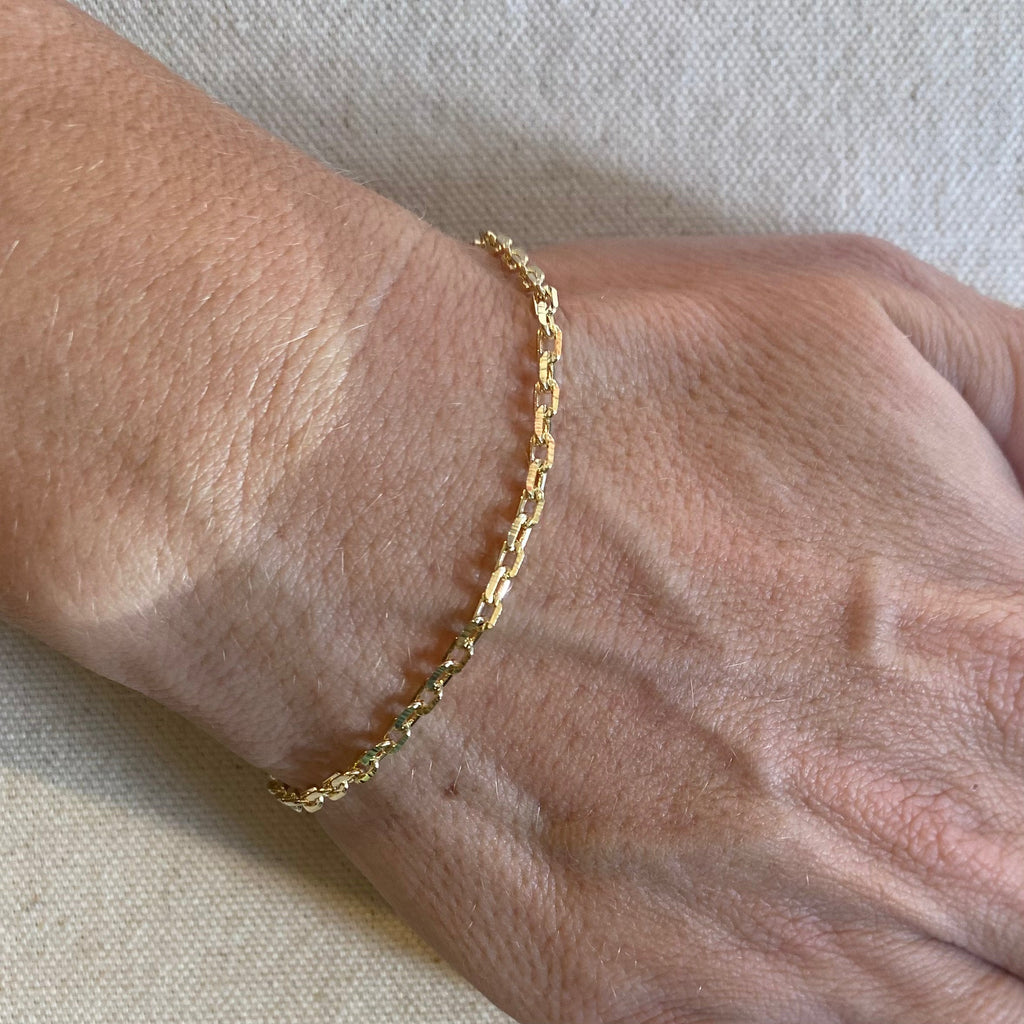 Mondsee 18k Gold Filled Diamond Cut Anchor Link Bracelet | 18k Gold Filled Jewelry
