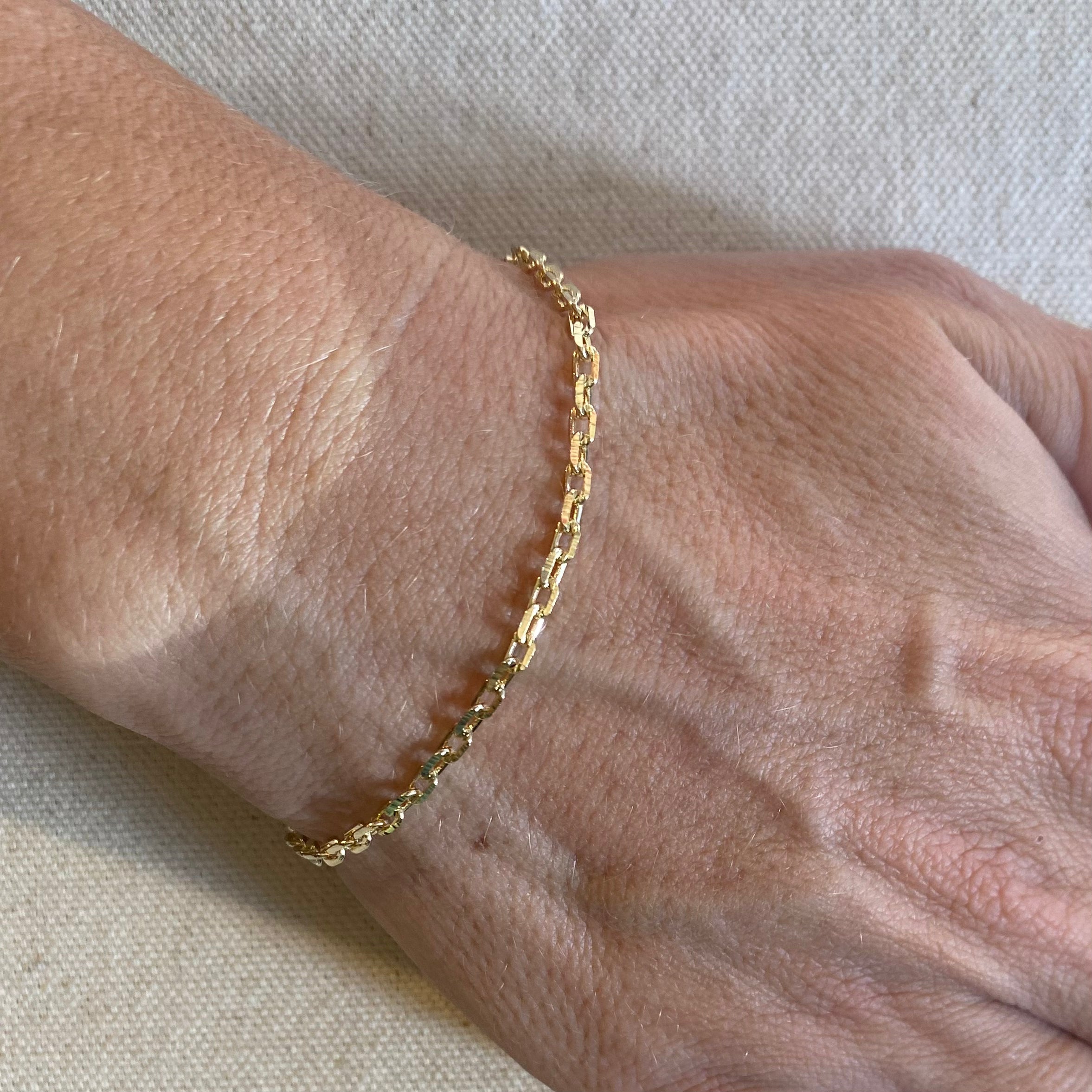 Mondsee 18k Gold Filled Diamond Cut Anchor Link Bracelet | 18k Gold Filled Jewelry