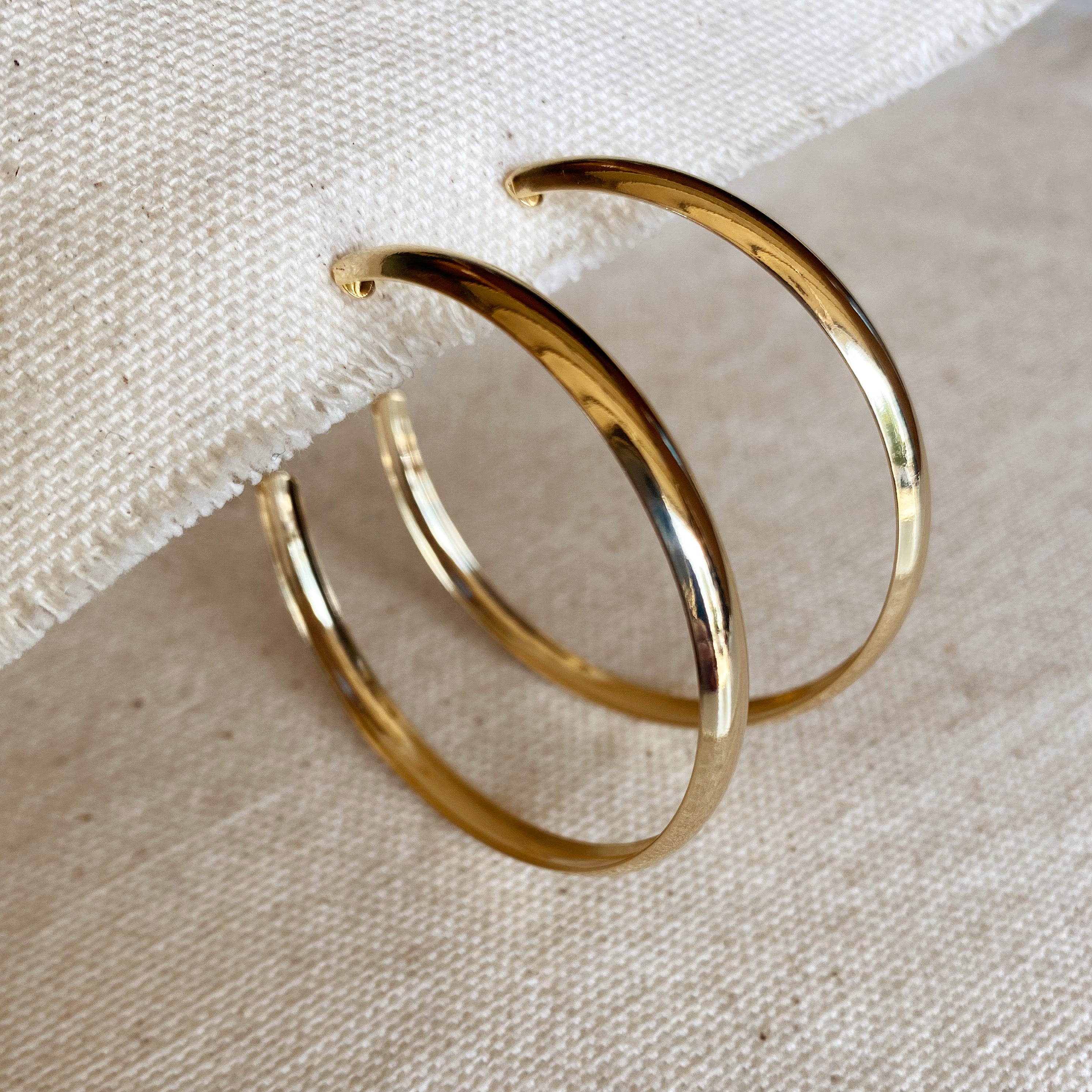 Mondsee 18k Gold Filled 50mm Hollow C-Hoop Earrings | 18k Gold Filled Jewelry