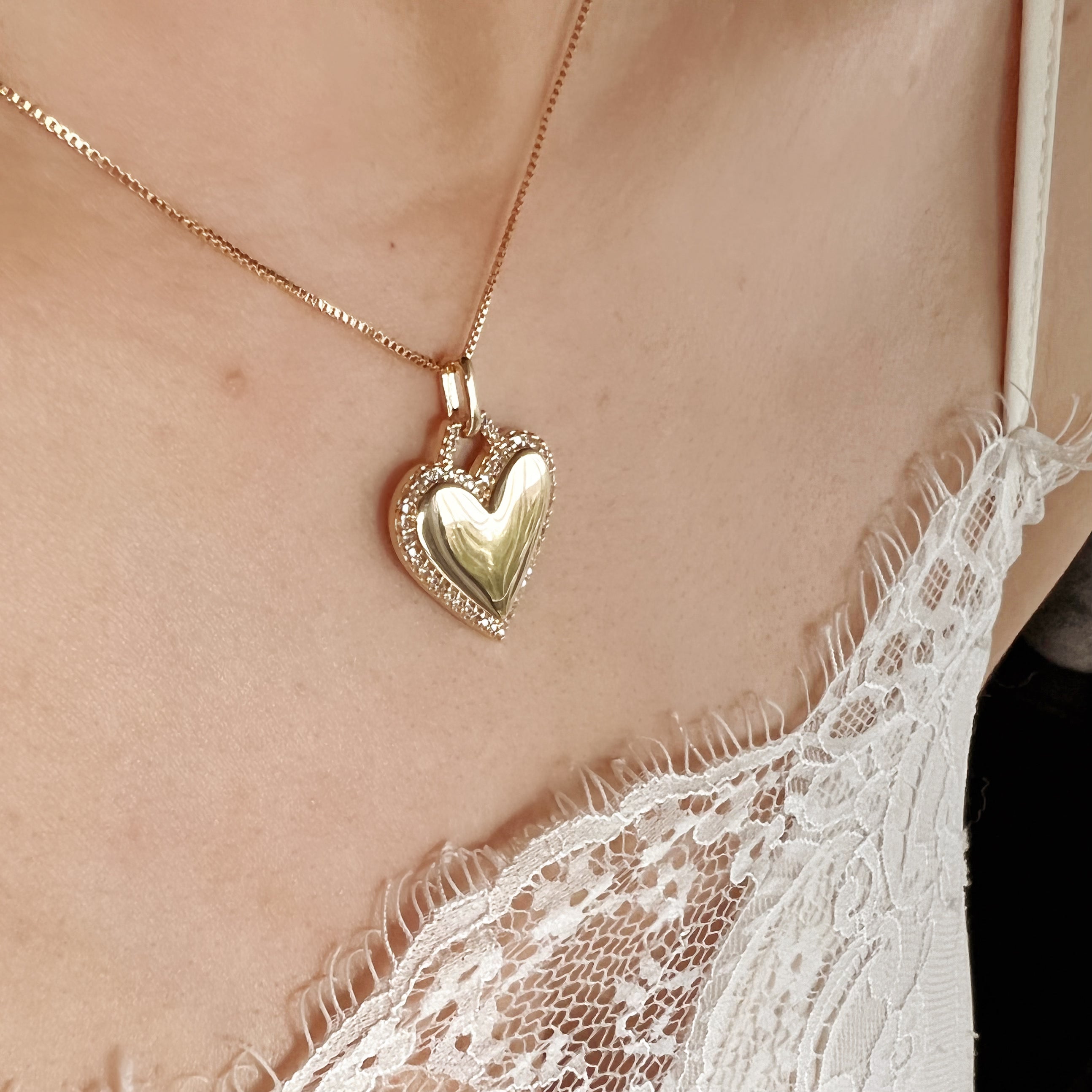 Mondsee 18k Gold Filled Heart Pendant With Cubic Zirconia Around | 18k Gold Filled Jewelry