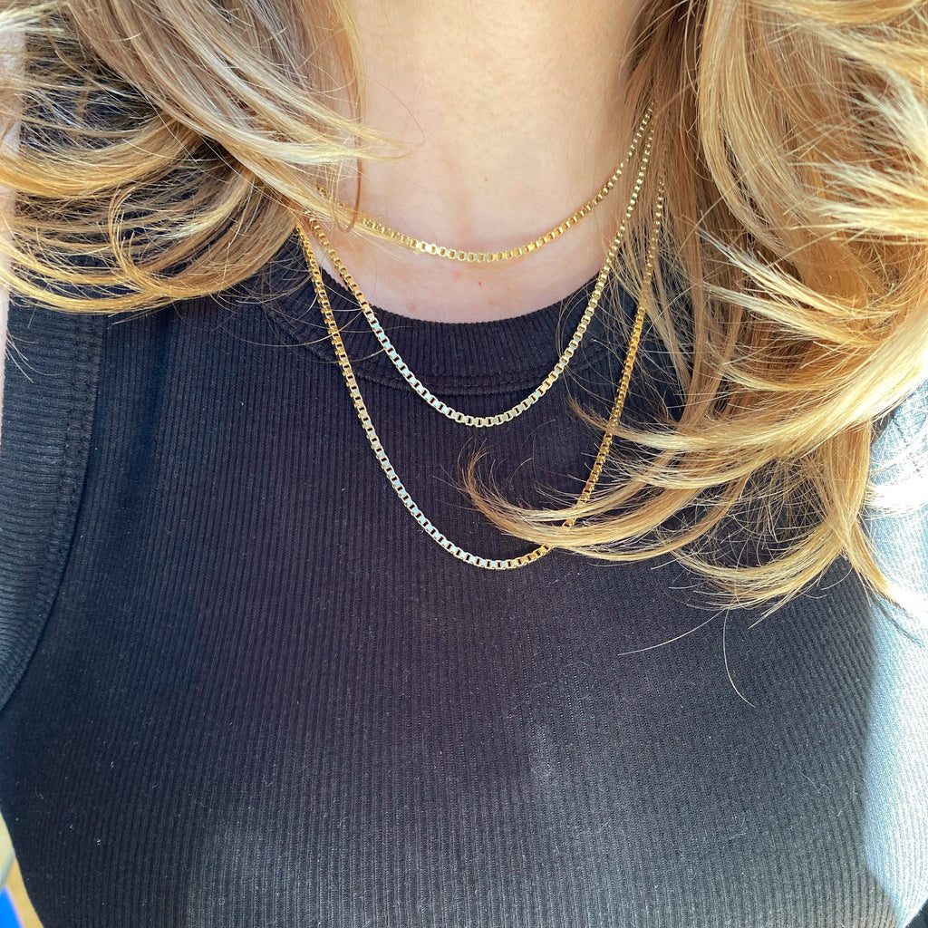 Mondsee 18k Gold Filled 2.0 mm Box Chain Necklace | 18k Gold Filled Jewelry