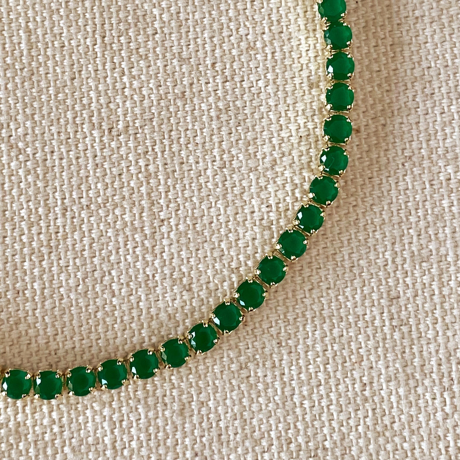 Mondsee 18k Gold Filled 3mm CZ Emerald Bracelet | 18k Gold Filled Jewelry
