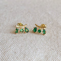 Mondsee 18k Gold Filled Emerald Cubic Zirconia 3-Shapes Stud Earrings | 18k Gold Filled Jewelry