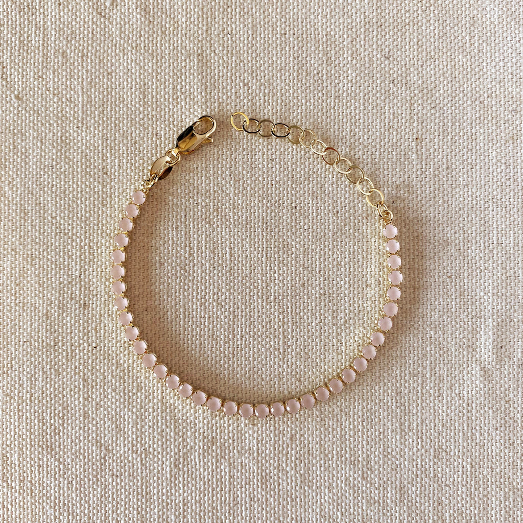 Mondsee 18k Gold Filled 3mm CZ Nude Pink Bracelet | 18k Gold Filled Jewelry