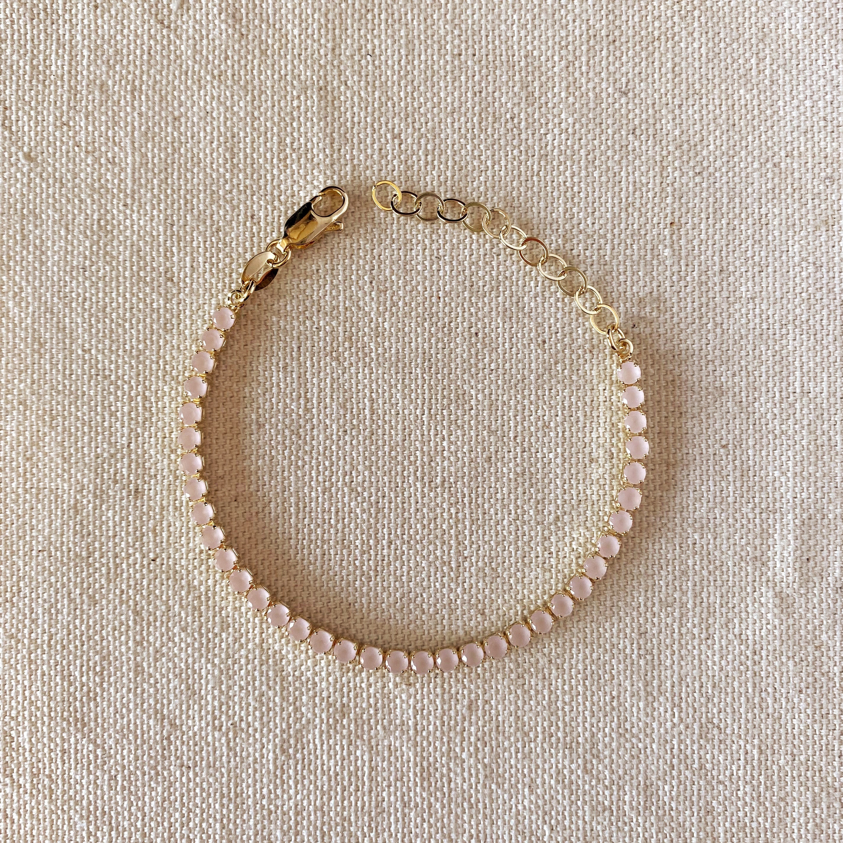 Mondsee 18k Gold Filled 3mm CZ Nude Pink Bracelet | 18k Gold Filled Jewelry