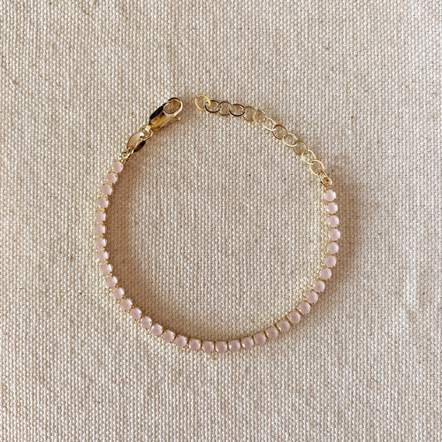 Mondsee 18k Gold Filled 3mm CZ Nude Pink Bracelet | 18k Gold Filled Jewelry