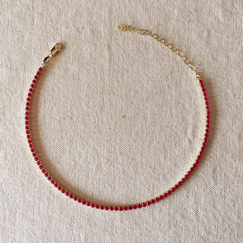 Mondsee 18k Gold Filled 3mm Fuchsia Cubic Zirconia Necklace | 18k Gold Filled Jewelry