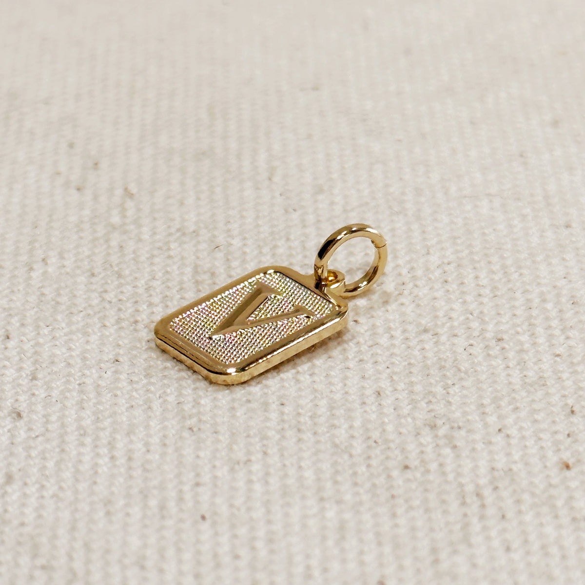Textured Initial Plate Pendant – V