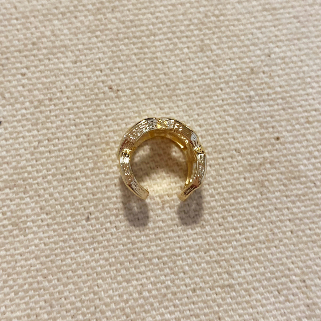 18k Gold Filled Chain Ear Cuff With Cubic Zirconia Detail