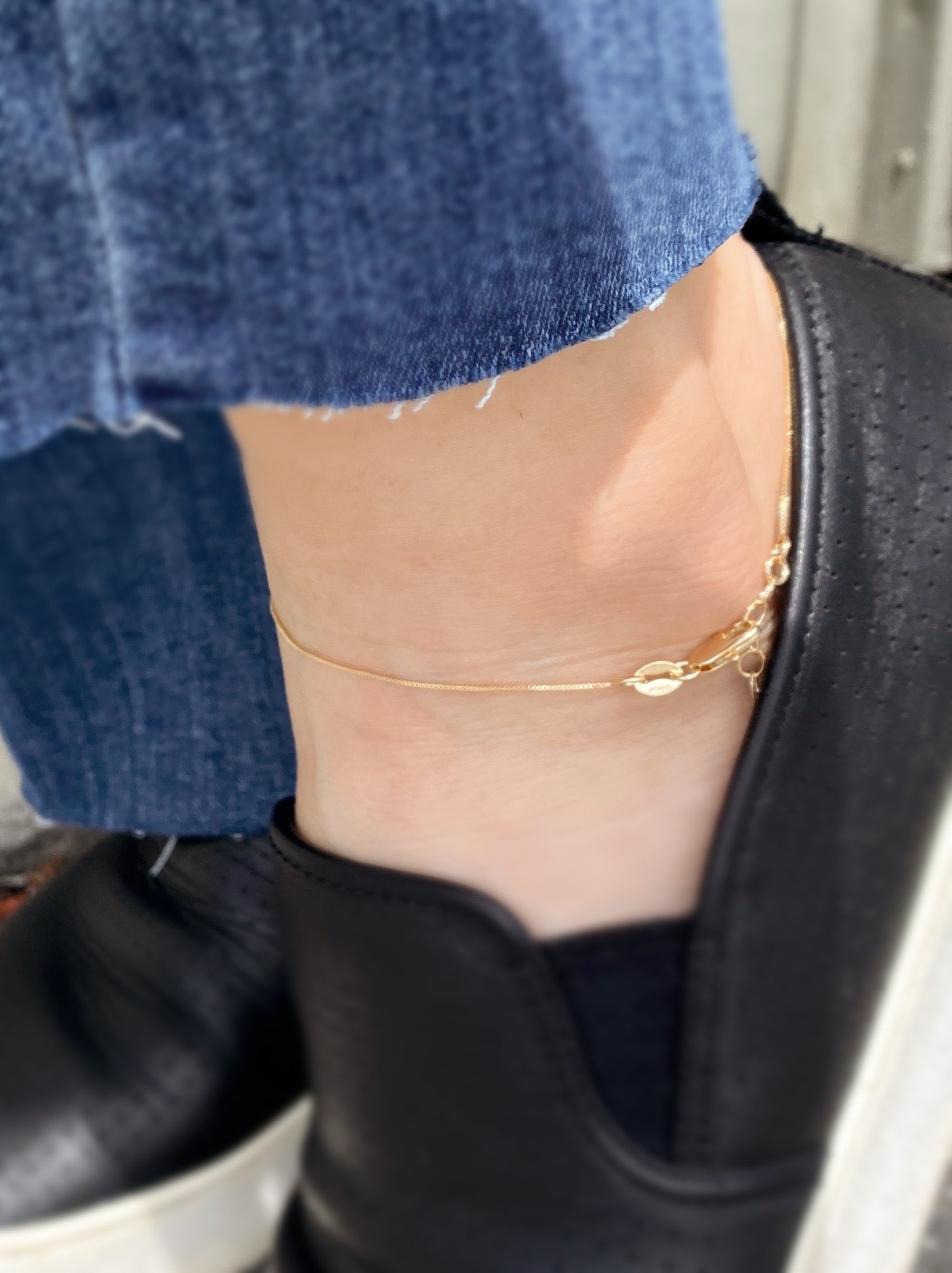 Mondsee 18k Gold Filled 0.5mm Box Chain Anklet | 18k Gold Filled Jewelry