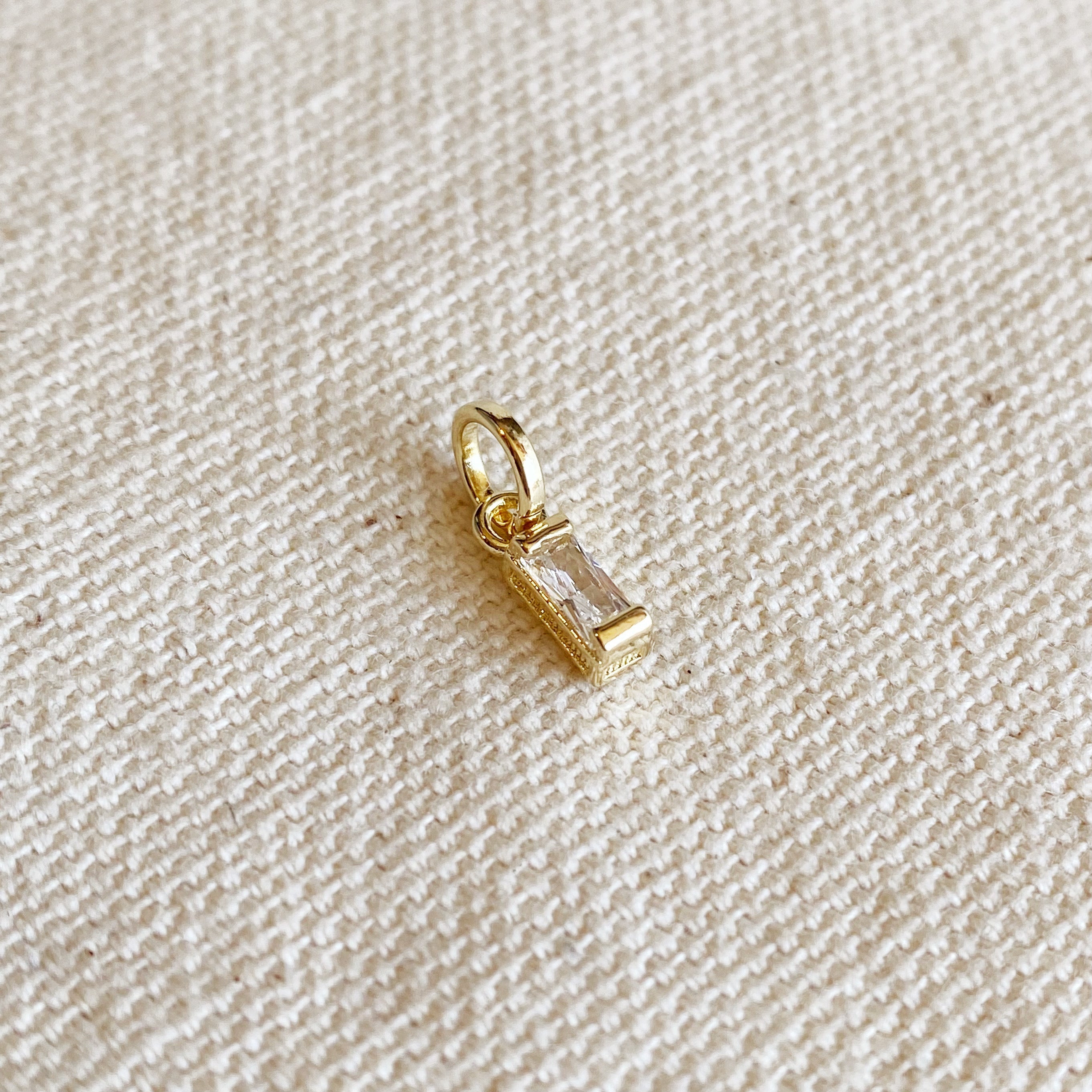 Mondsee 18k Gold Filled Mini Clear Baguette Charm | 18k Gold Filled Jewelry