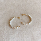 Mondsee 18k Gold Filled 35mm Simulated Beaded Pearl Half-Hoop | 18k Gold Filled Jewelry