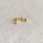 Mondsee 18k Gold Filled 4mm Simulated Pearl Stud Earrings | 18k Gold Filled Jewelry