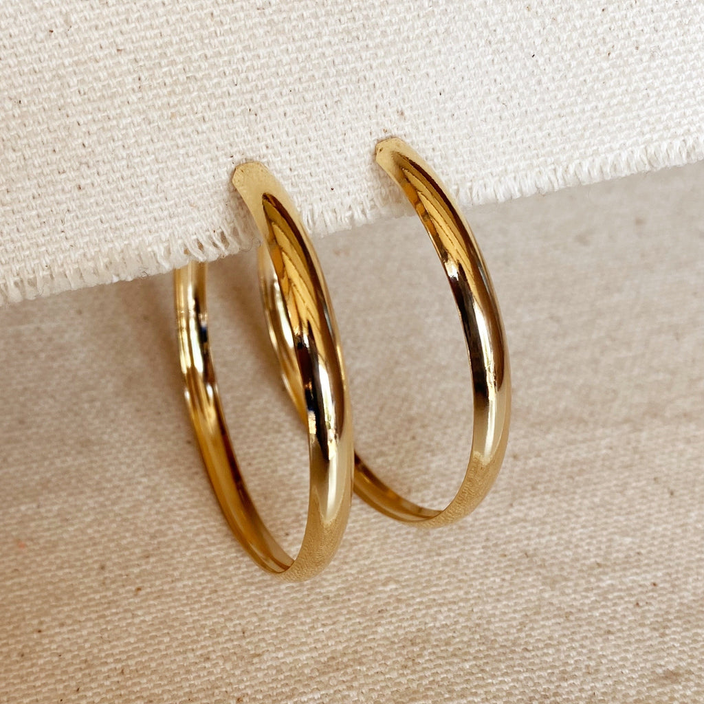 Mondsee 18k Gold Filled 50mm Hollow C-Hoop Earrings | 18k Gold Filled Jewelry