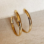 Mondsee 18k Gold Filled 50mm Hollow C-Hoop Earrings | 18k Gold Filled Jewelry