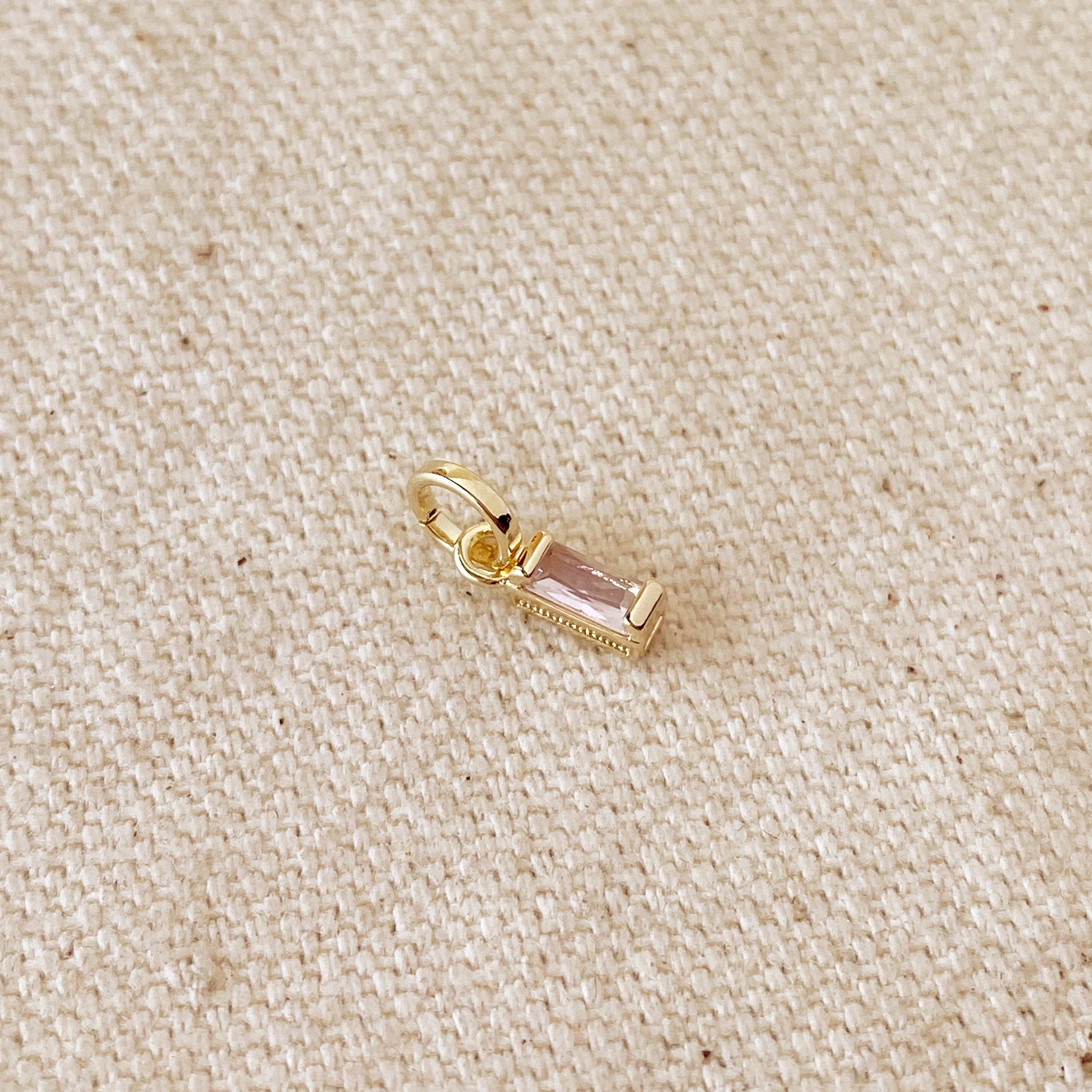 Mondsee 18k Gold Filled Baguette Birthstone Charm | 18k Gold Filled Jewelry
