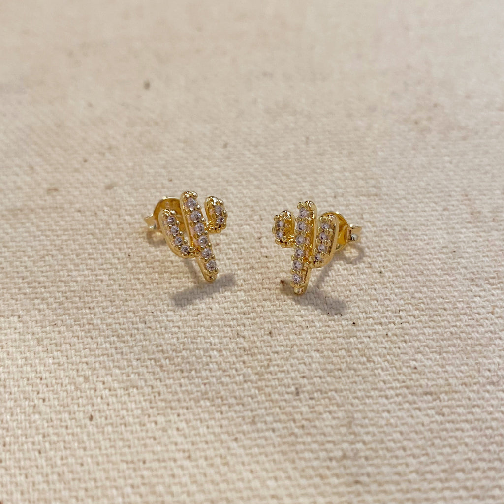 Mondsee 18k Gold Filled Cactus Stud Earrings | 18k Gold Filled Jewelry