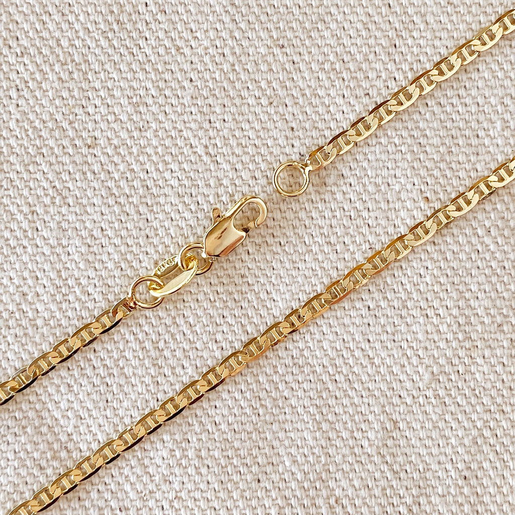 Mondsee 18k Gold Filled 2mm Flat Mariner Chain | 18k Gold Filled Jewelry
