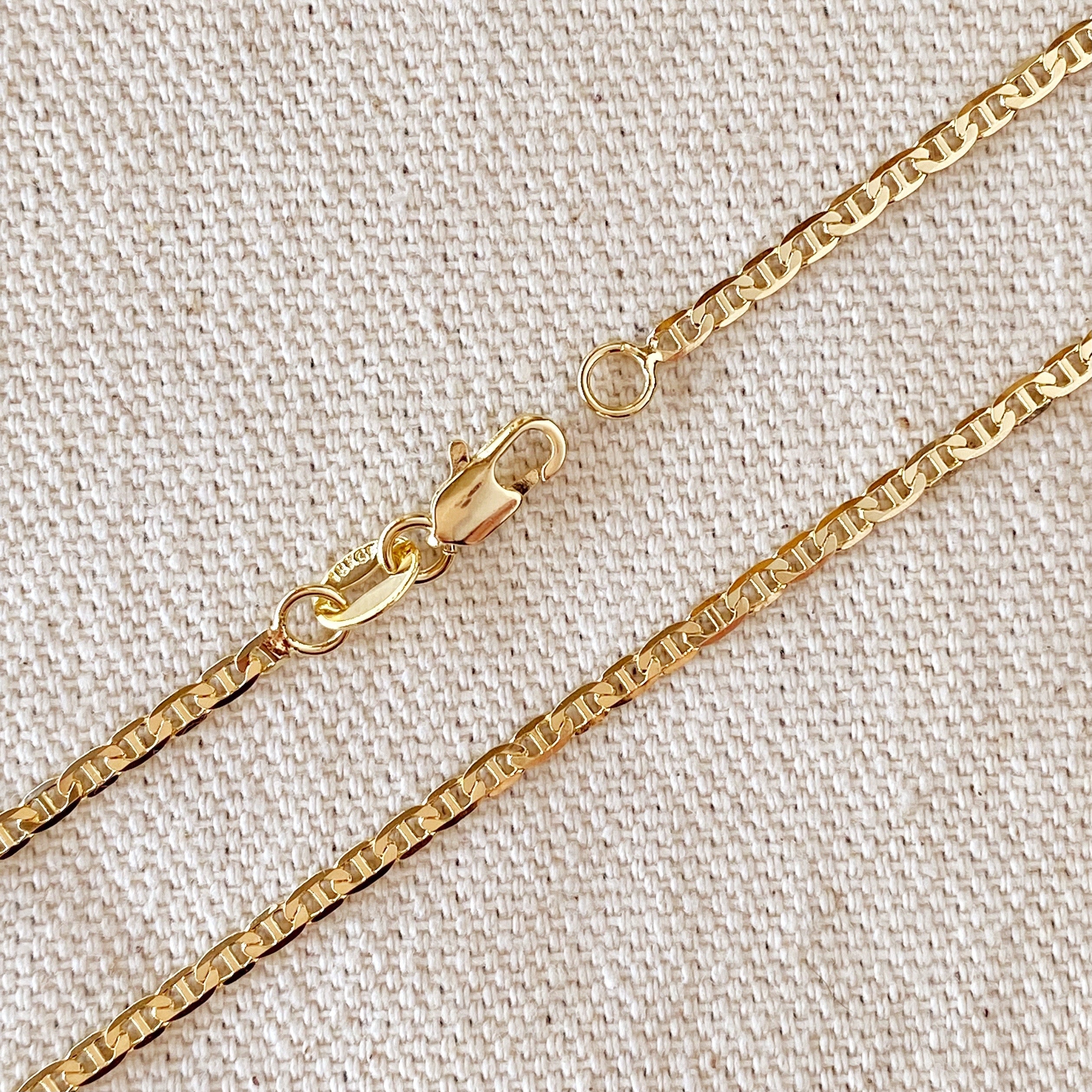 Mondsee 18k Gold Filled 2mm Flat Mariner Chain | 18k Gold Filled Jewelry