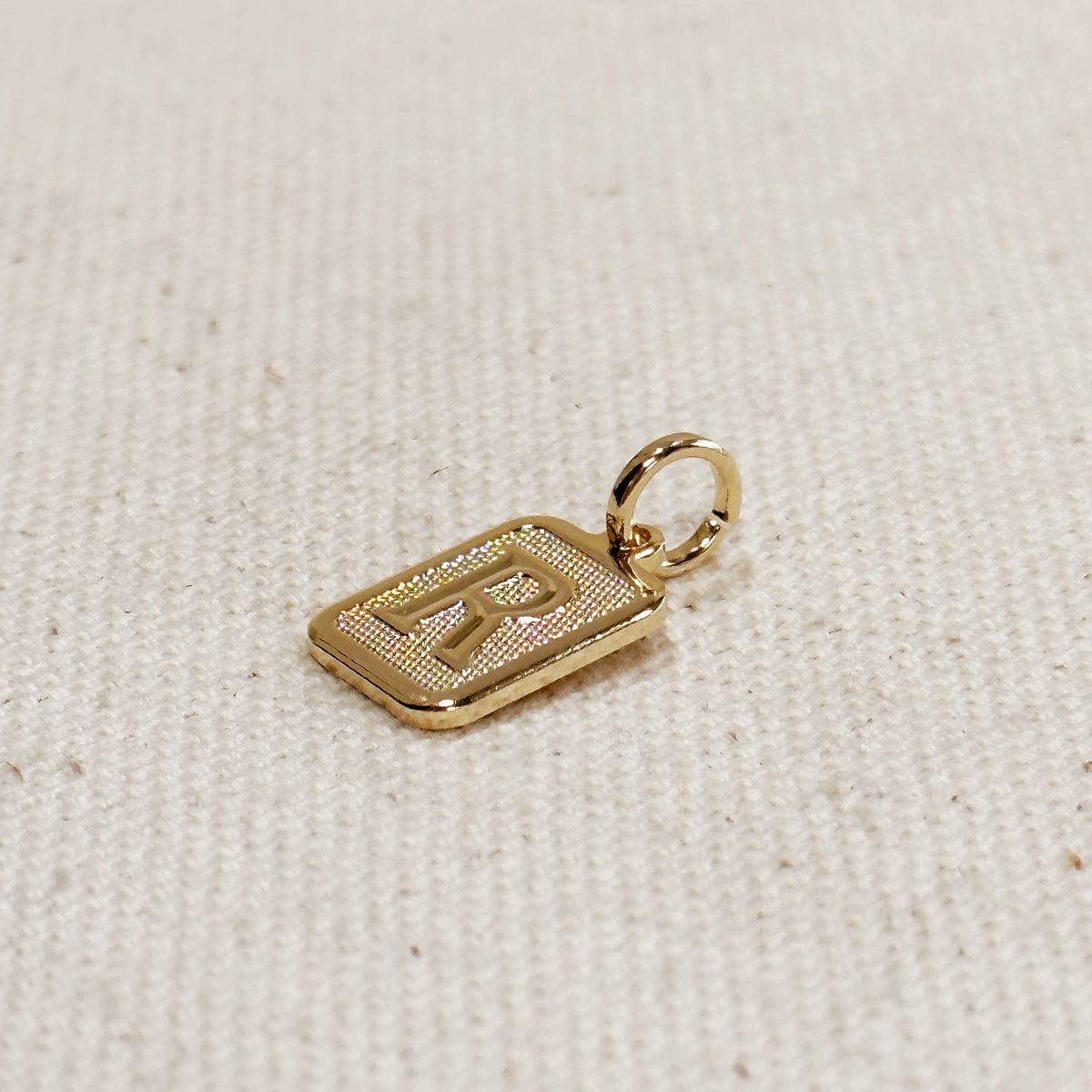 Textured Initial Plate Pendant – R