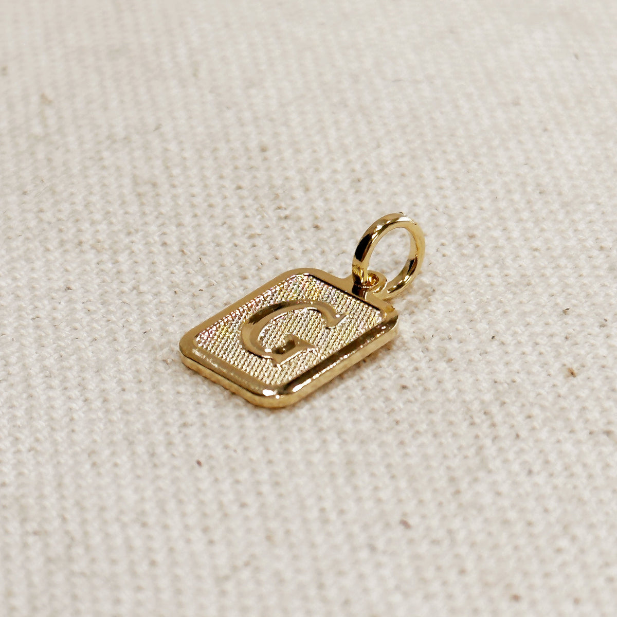 Textured Initial Plate Pendant – G