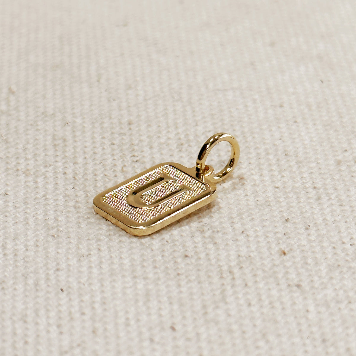 Textured Initial Plate Pendant – U