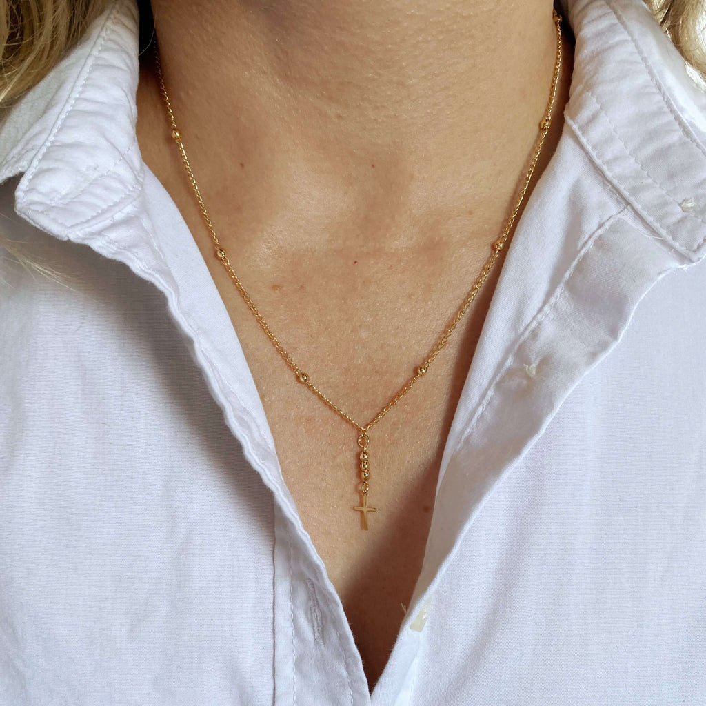 Mondsee 18k Gold Filled Simple Cross Necklace | 18k Gold Filled Jewelry