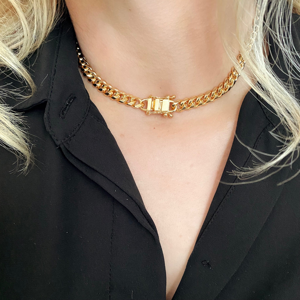 Mondsee 18k Gold Filled Chunky Cuban Necklace Featuring Box Lock Clasp | 18k Gold Filled Jewelry