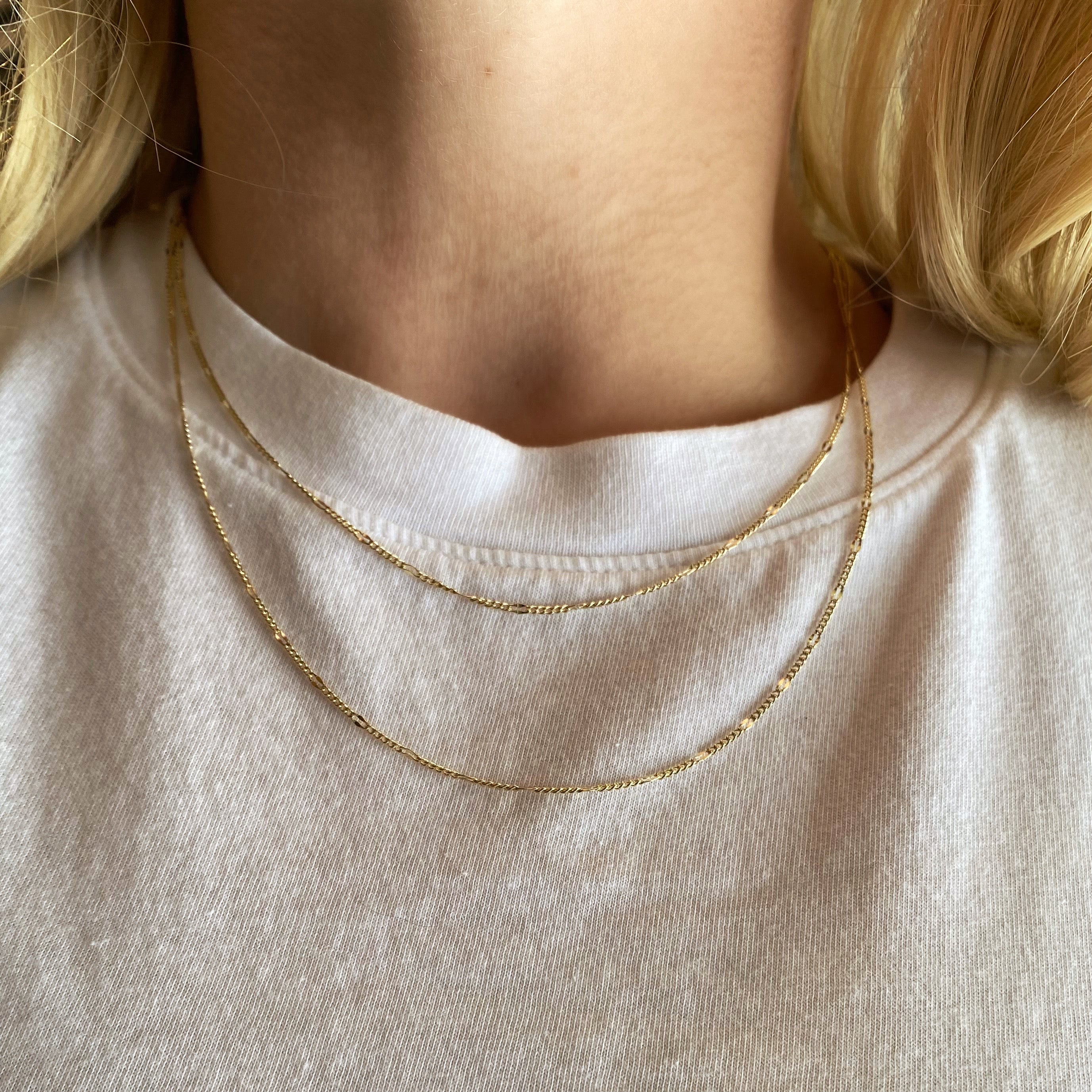 Mondsee 18k Gold Filled Beaten Figaro Chain | 18k Gold Filled Jewelry