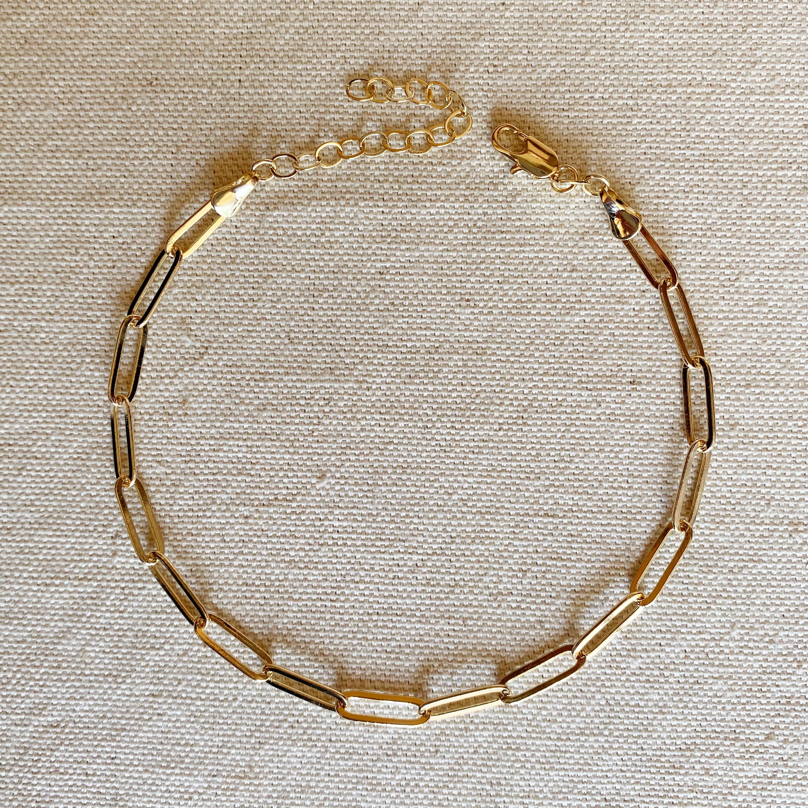 Mondsee 18k Gold Filled Classic Paperclip Chain Anklet | 18k Gold Filled Jewelry