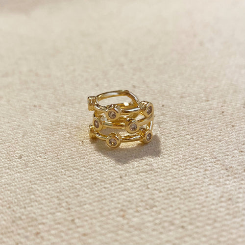 18k Gold Filled 3 in 1 Spaced Bezel Cubic Zirconia Ear Cuff by Mondsee Jewelry