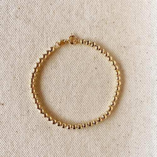 Mondsee 18k Gold Filled 3.5mm Beaded Bracelet | 18k Gold Filled Jewelry