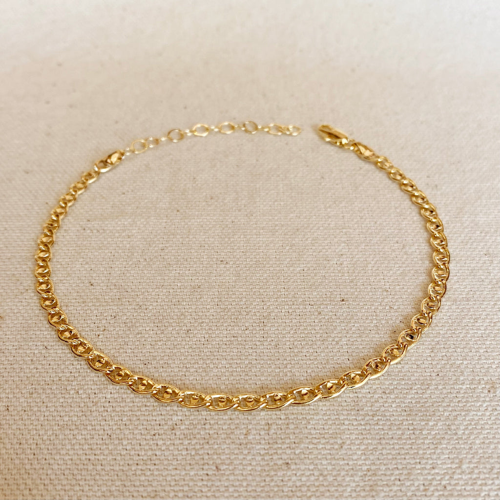 Mondsee 18k Gold Filled Detailed Mariner Anklet | 18k Gold Filled Jewelry