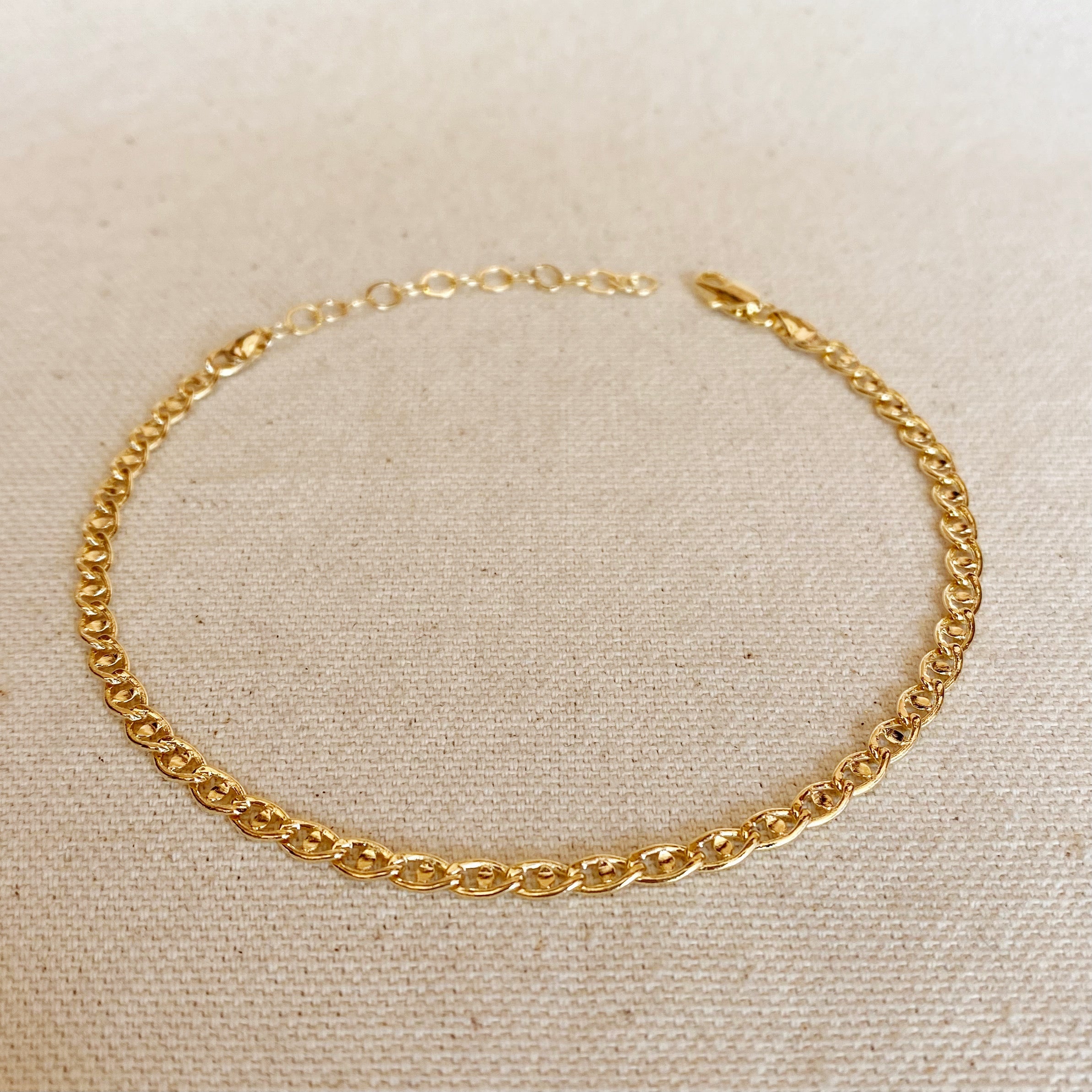 Mondsee 18k Gold Filled Detailed Mariner Anklet | 18k Gold Filled Jewelry