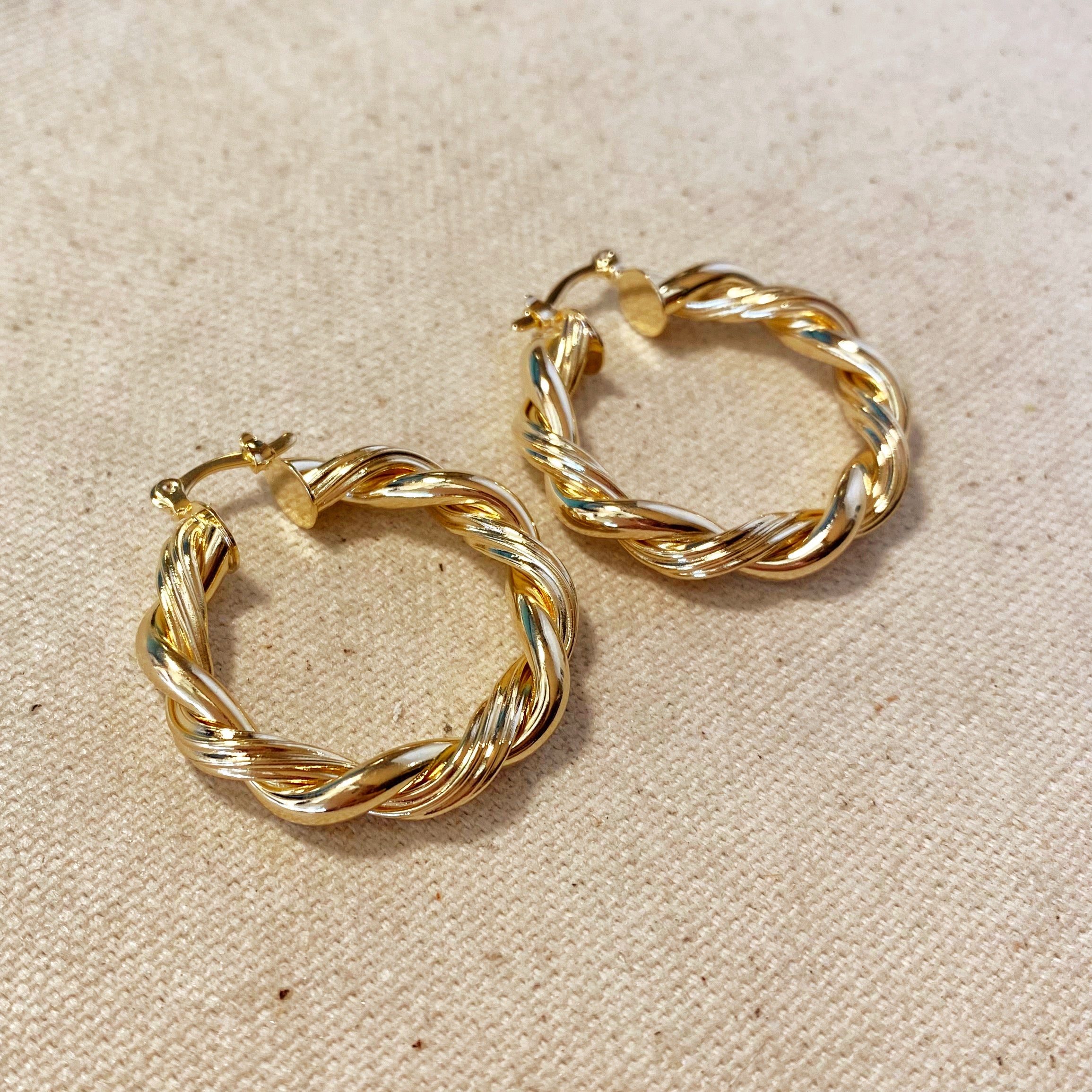 Mondsee 18k Gold Filled 30mm Double Twisted Tube Hoop Earrings | 18k Gold Filled Jewelry