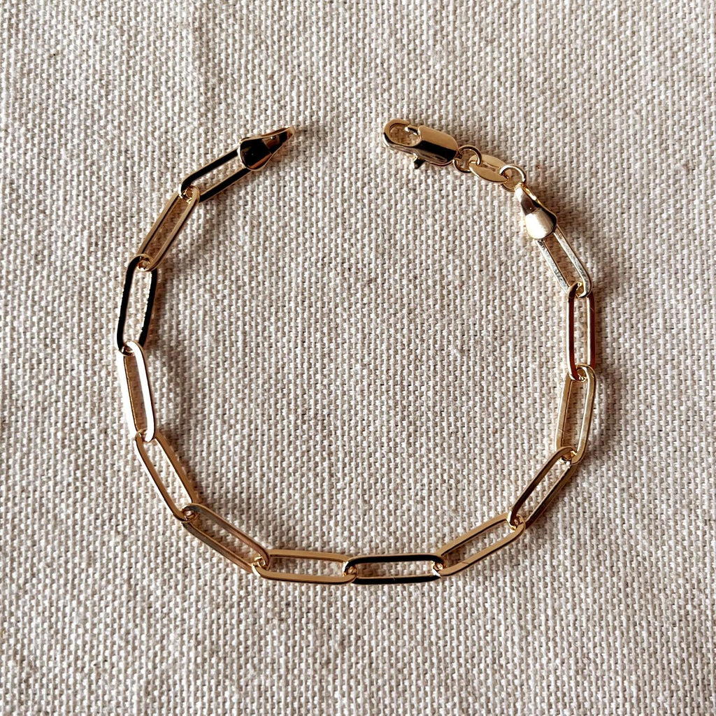 Mondsee 18k Gold Filled Classic Paperclip Bracelet | 18k Gold Filled Jewelry