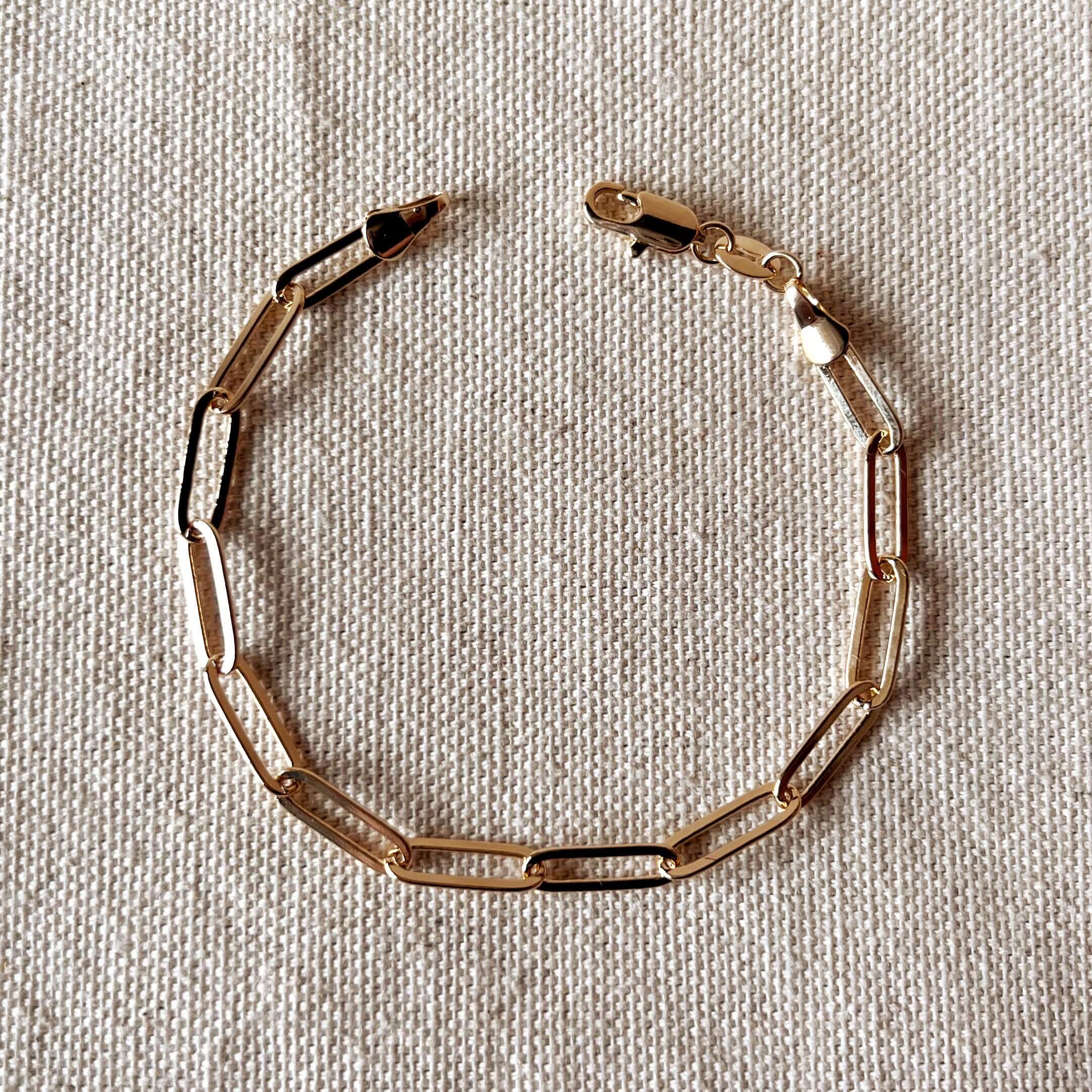 Mondsee 18k Gold Filled Classic Paperclip Bracelet | 18k Gold Filled Jewelry
