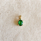 18k Gold Filled Oval Emerald Cubic Zirconia Charm