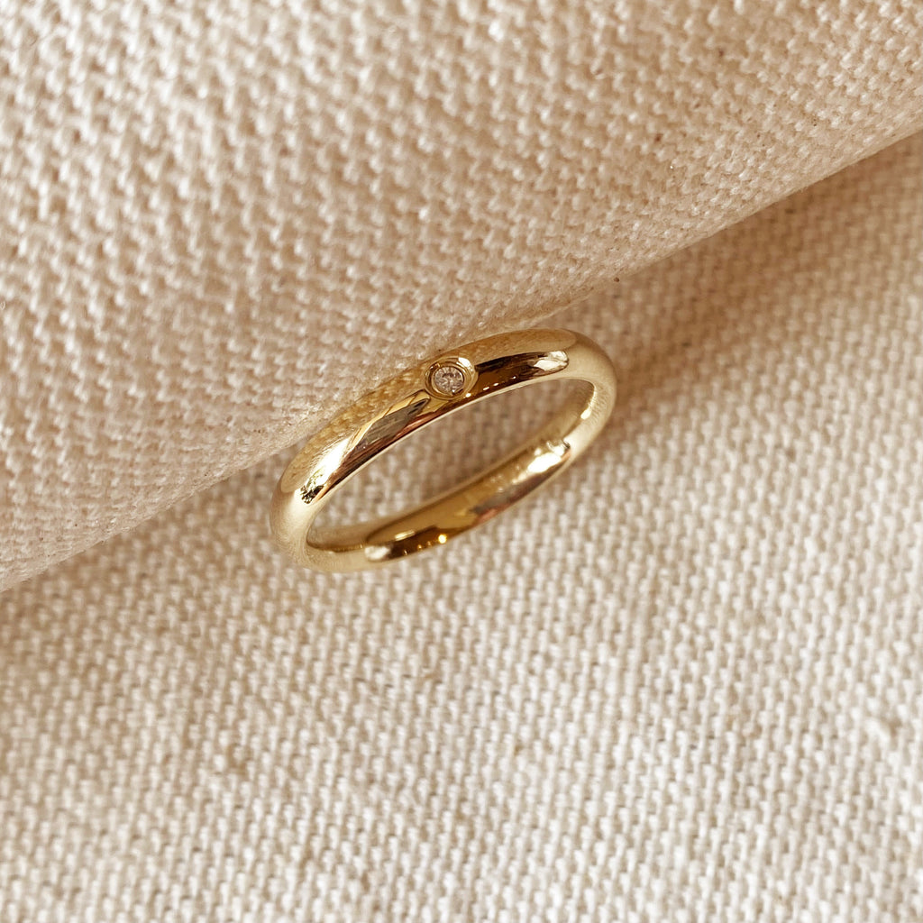 Mondsee 18k Gold Filled Band Ring With Cubic Zirconia Stone | 18k Gold Filled Jewelry