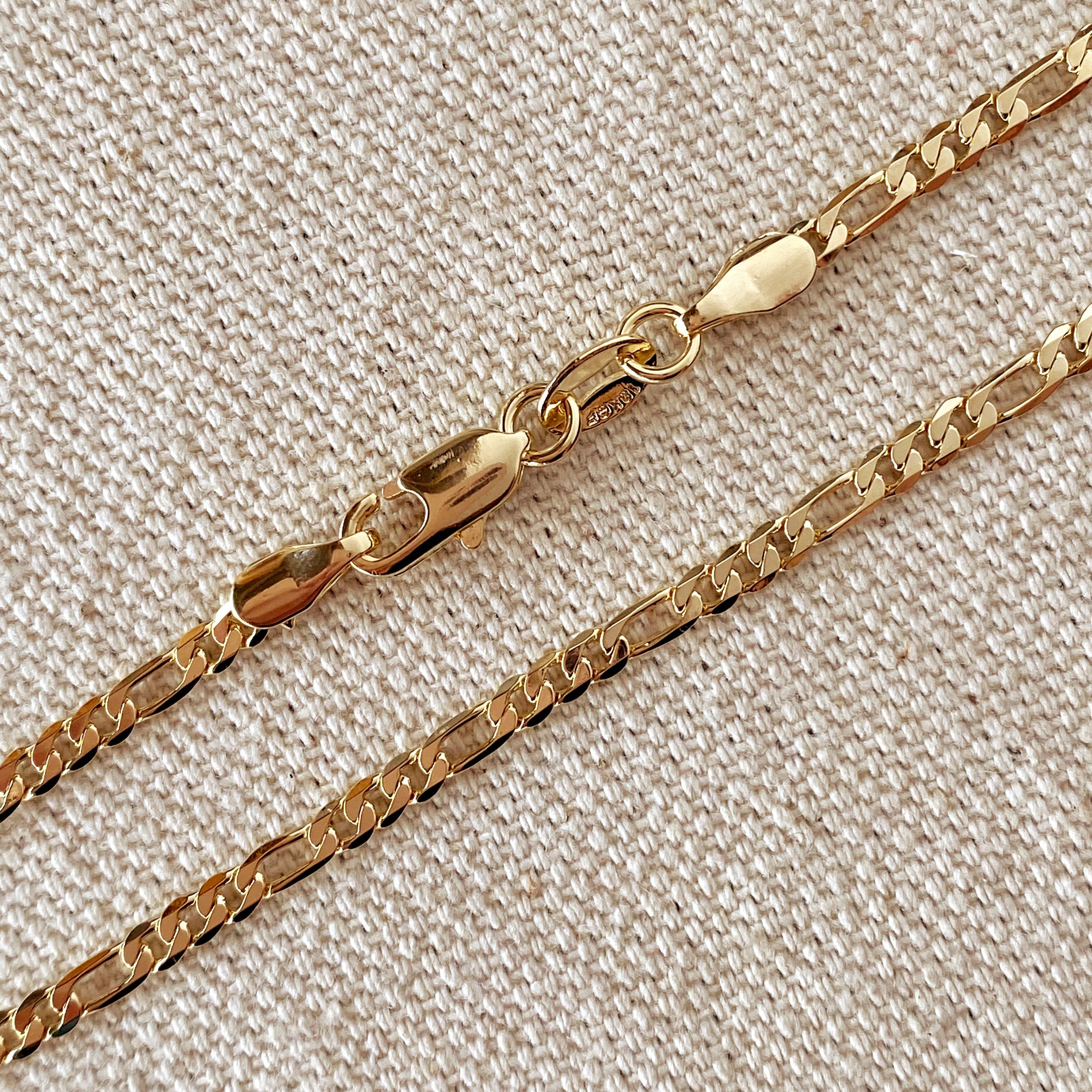 Mondsee 18k Gold Filled 2.5mm Flat Figaro Chain Anklet | 18k Gold Filled Jewelry