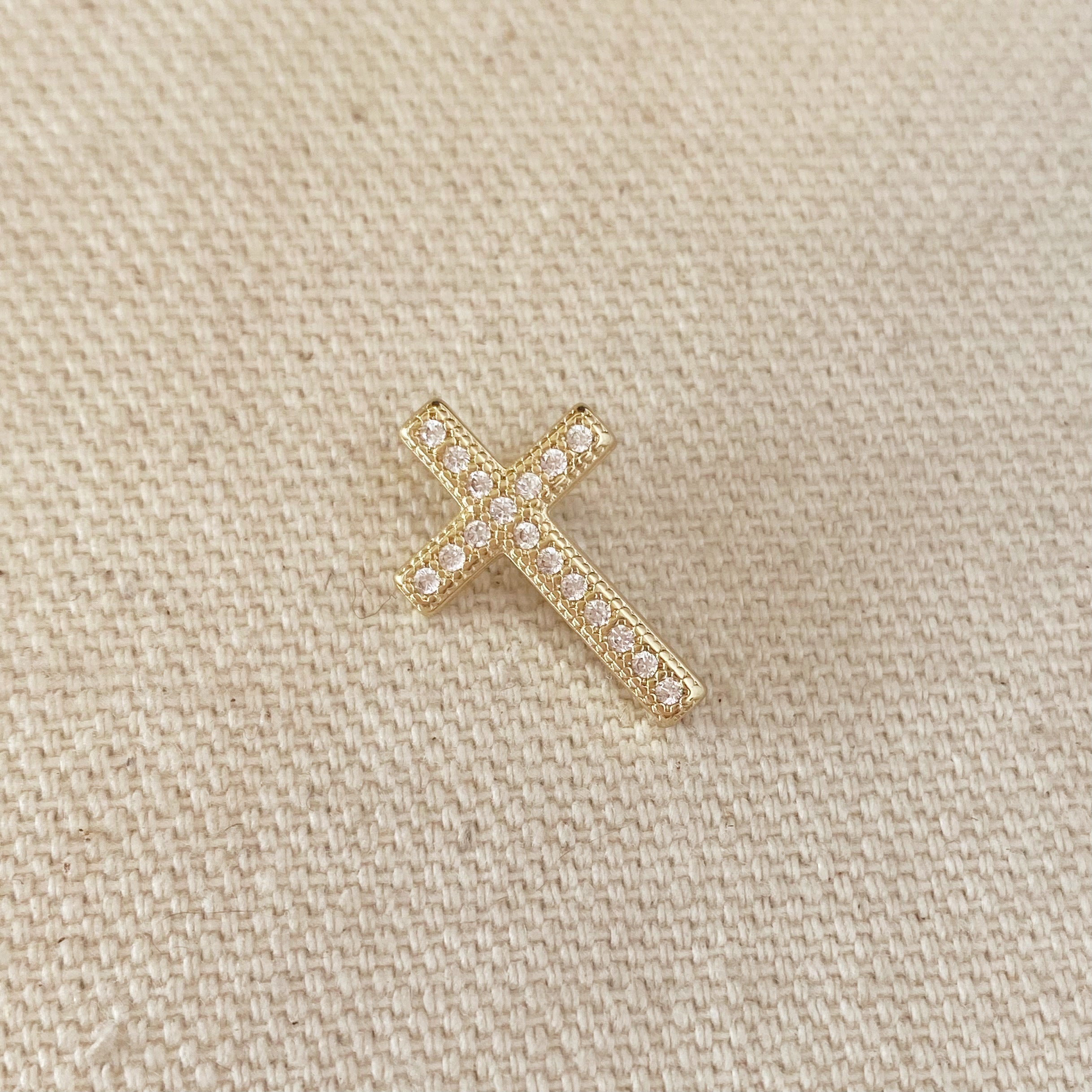 Mondsee 18k Gold Filled Cross Pendant With Micro Cubic Zircon Stones | 18k Gold Filled Jewelry