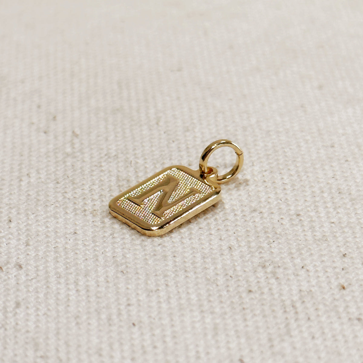 Textured Initial Plate Pendant – N