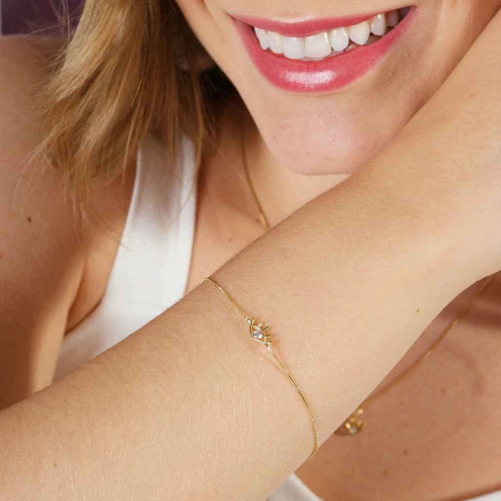 Mondsee 18k Gold Filled Dainty Eye Bracelet | 18k Gold Filled Jewelry