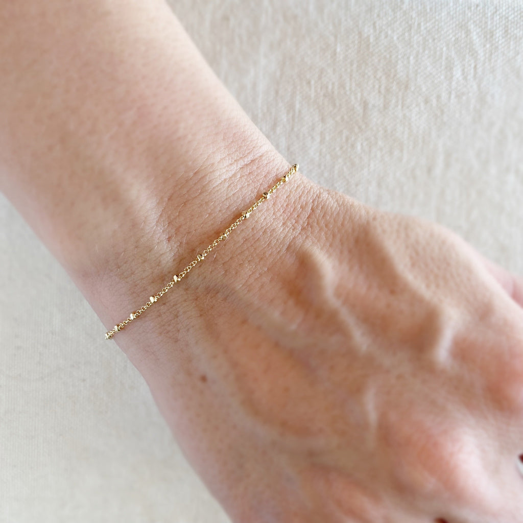 Mondsee 18k Gold Filled 1mm Spaced Beaded Bracelet | 18k Gold Filled Jewelry