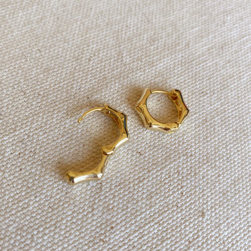 Mondsee 18k Gold Filled Bamboo Clicker Hoop Earrings | 18k Gold Filled Jewelry