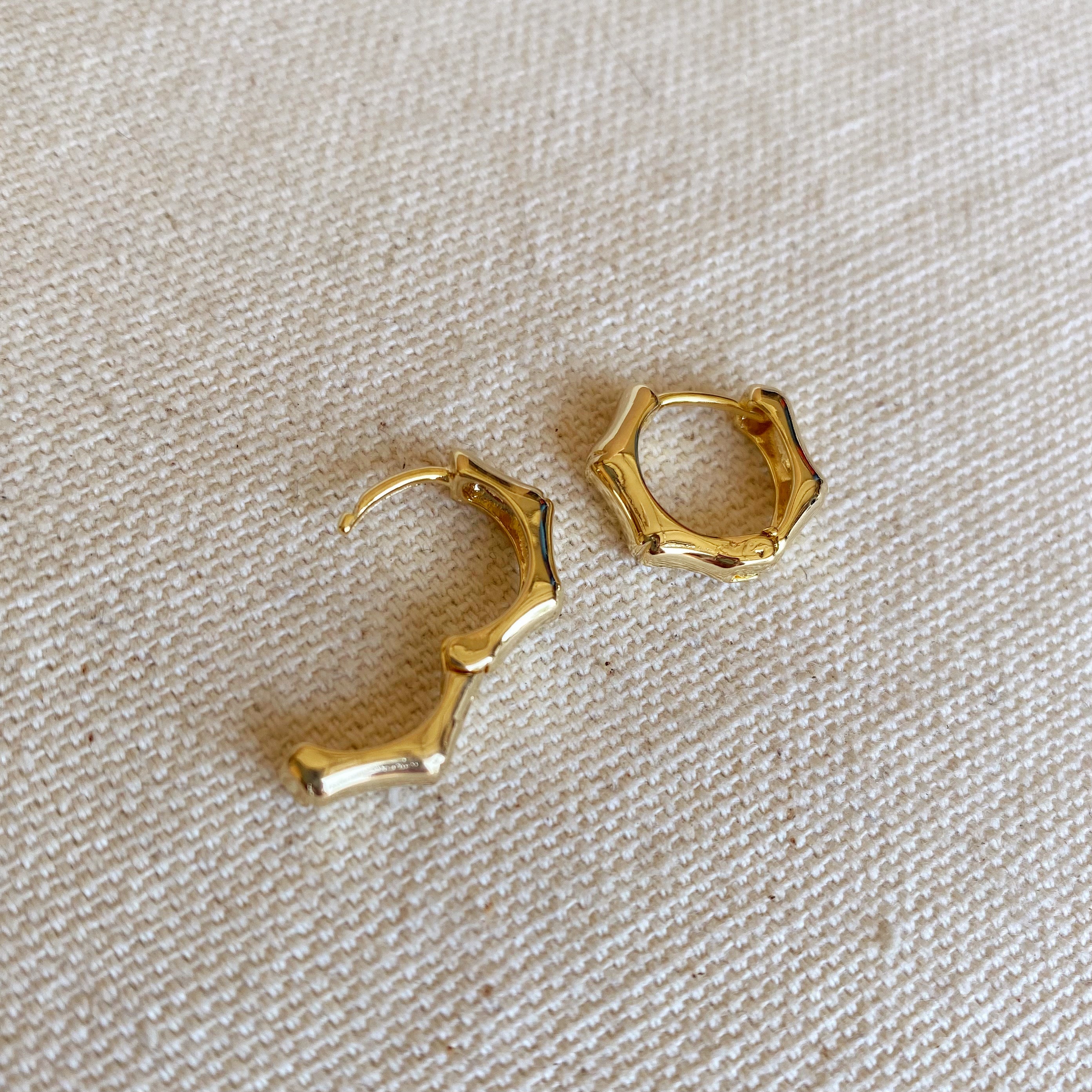 Mondsee 18k Gold Filled Bamboo Clicker Hoop Earrings | 18k Gold Filled Jewelry