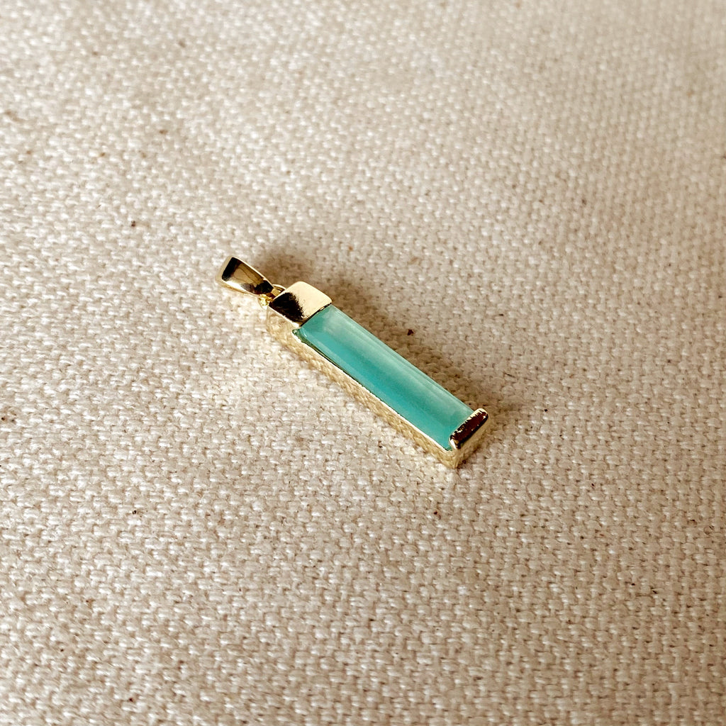 Mondsee 18k Gold Filled Long Mint Crystal Baguette Charm | 18k Gold Filled Jewelry